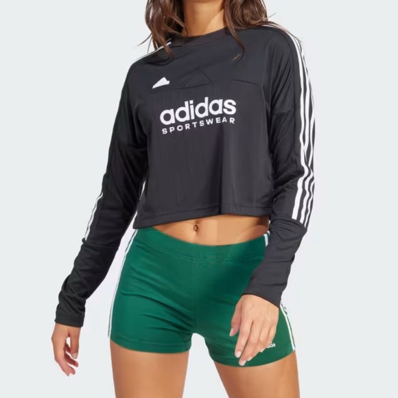 adidas Tops - Adidas Women's Tiro 3-Stripes Long Sleeve Tee Cropped‎ Sporty Blokecore Spring S